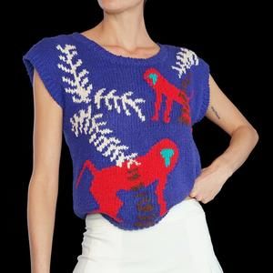 Vintage 90s purple  red and white knit vest top